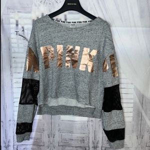 Pink grey pull over with gold print